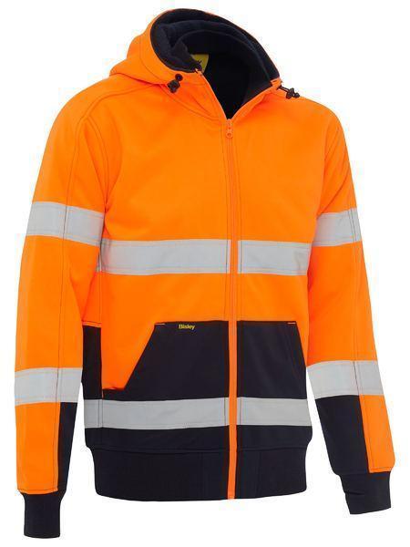 Bisley Taped Hi Vis Fleece Hoodie With Sherpa BK6988T Work Wear Bisley Workwear Orange/Navy XS 