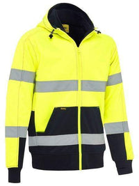 Bisley Taped Hi Vis Fleece Hoodie With Sherpa BK6988T Work Wear Bisley Workwear Yellow/Navy XS 