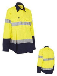 Bisley Workwear 3M Taped Hi Vis Maternity Drill Shirt BLM6456T Work Wear Bisley Workwear Yellow/Navy 8 