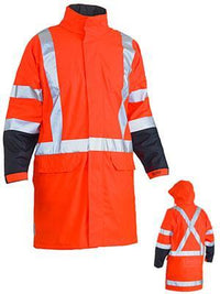 Bisley Workwear Taped Hi Vis Rain Coat  X Back (Waterproof) BJ6955XT Work Wear Bisley Workwear   