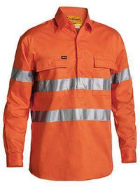 Bisley Workwear 3m Taped Long Sleeve Closed Front Drill Shirt BTC6482 Work Wear Bisley Workwear ORANGE (BVEO) S 