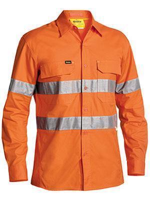 Bisley Workwear 3m Taped X Airflow™ Ripstop Hi Vis Shirt Long Sleeve BS6416T Work Wear Bisley Workwear ORANGE (BVEO) S 