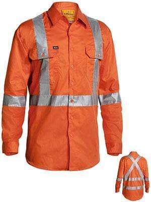 Bisley Workwear 3m Taped X Back Cool Lightweight Hi Vis Drill Shirt BS6156T Work Wear Bisley Workwear ORANGE (BVEO) S 