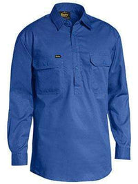 Bisley Workwear Closed Front Cool Lightweight Drill Long Sleeve Shirt BSC6820 Work Wear Bisley Workwear ROYAL (BVCB) S 