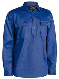 Bisley Workwear Closed Front Cotton Drill Long Sleeve Shirt BSC6433 Work Wear Bisley Workwear   