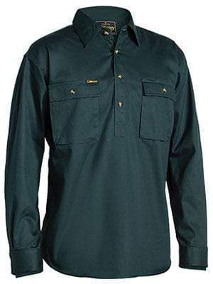 Bisley Workwear Closed Front Cotton Drill Long Sleeve Shirt BSC6433 Work Wear Bisley Workwear KHAKI (BCDR) S 