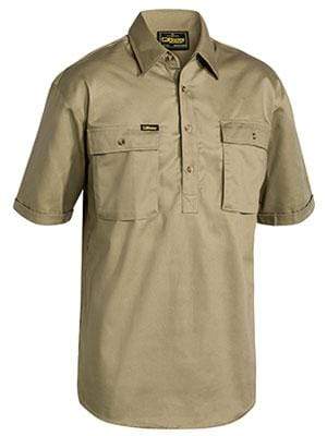Bisley Workwear Closed Front Cotton Drill Shirt Sort Sleeve BSC1433 Work Wear Bisley Workwear   