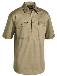 Bisley Workwear Closed Front Cotton Drill Shirt Sort Sleeve BSC1433 Work Wear Bisley Workwear   