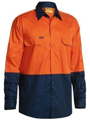 Bisley Workwear Cool Lightweight Hi Vis Drill Shirt Long Sleeve BS6895 Work Wear Bisley Workwear YELLOW/NAVY (TT01) S 