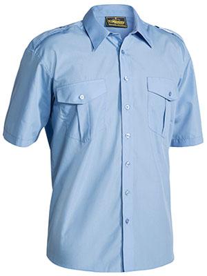 Bisley Workwear Epaulette Shirt Short Sleeve B71526 Work Wear Bisley Workwear SKY (BPLB) S 