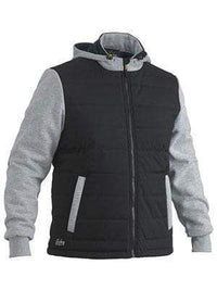 Bisley Workwear Flex & Move Contrast Puffer Fleece Hooded Jacket BJ6944 Work Wear Bisley Workwear BLACK (BBLK) XS 