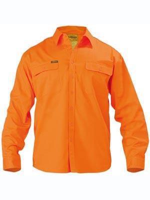 Bisley Workwear Long Sleeve Hi Vis Drill Shirt BS6339 Work Wear Bisley Workwear ORANGE (BVEO) S 