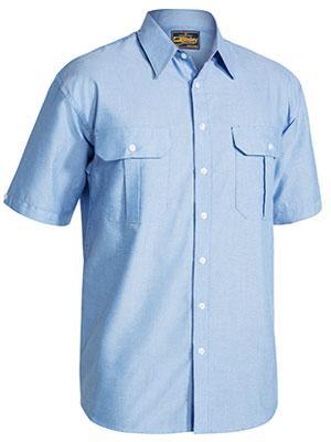 Bisley Workwear Oxford Shirt Short Sleeve BS1030 Work Wear Bisley Workwear BLUE (BCRU) S 