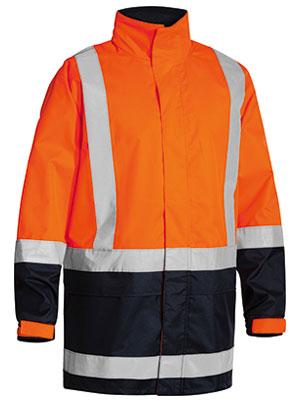 Bisley Workwear Taped Hi Vis Rain Shell Jacket BJ6966T Work Wear Bisley Workwear ORANGE/NAVY (TT05) S 
