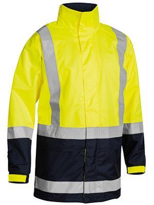 Bisley Workwear Taped Hi Vis Rain Shell Jacket BJ6966T Work Wear Bisley Workwear YELLOW/NAVY (TT04) S 