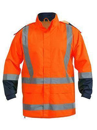 Bisley Workwear Taped Hi Vis Rain Shell Jacket (Waterproof) BJ6967T Work Wear Bisley Workwear ORANGE (BVEO) S 