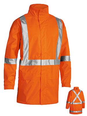 Bisley Workwear Taped Hi Vis Rain Shell Jacket With X Back BJ6968T Work Wear Bisley Workwear   