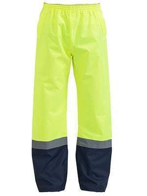 Bisley Workwear Taped Hi Vis Rain Shell Pant BP6965T Work Wear Bisley Workwear YELLOW/NAVY (TT04) S 