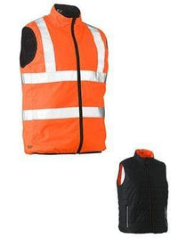 Bisley Workwear Taped Hi Vis Reversible Puffer Vest (Shower Proof) BV0330HT Work Wear Bisley Workwear   