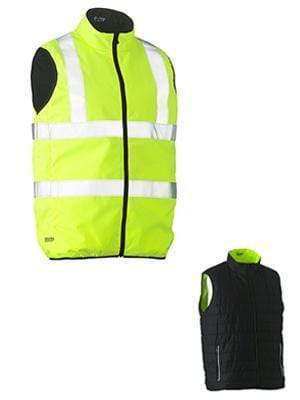Bisley Workwear Taped Hi Vis Reversible Puffer Vest (Shower Proof) BV0330HT Work Wear Bisley Workwear ORANGE (BVEO) XS 
