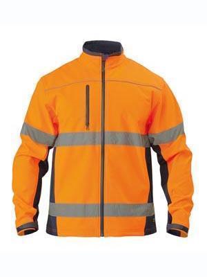 Bisley Workwear Taped Hi Vis Soft Shell Jacket BJ6059T Work Wear Bisley Workwear YELLOW/NAVY (TT01) S 
