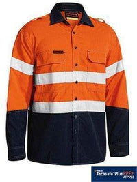Bisley Workwear Tencate Tecasafe Plus 700 Hi Vis Fr Vented Shirt BS8082T Work Wear Bisley Workwear YELLOW/NAVY (TT01) S 