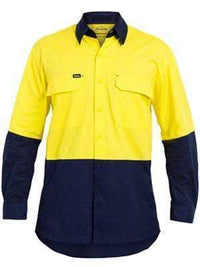 Bisley Workwear X Airflow™ Ripstop Hi Vis Shirt Long Sleeve BS6415 Work Wear Bisley Workwear YELLOW/NAVY (TT01) S 