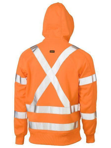 Bisley X Taped Hi Vis Zip Front Fleece Rail Hoodie BK6819XT Work Wear Bisley Workwear   