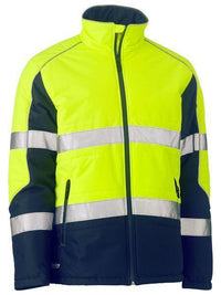 Bisley Taped Two Tone Hi Vis Puffer Jacket BJ6829T Worl Wear Bisley Workwear Yellow/Navy XS 