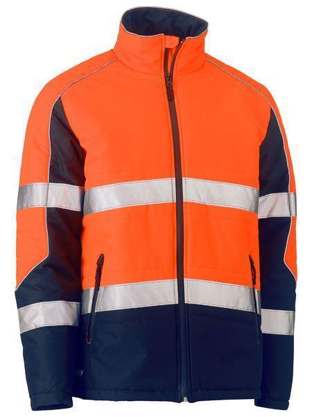 Bisley Taped Two Tone Hi Vis Puffer Jacket BJ6829T Worl Wear Bisley Workwear Orange/Navy XS 