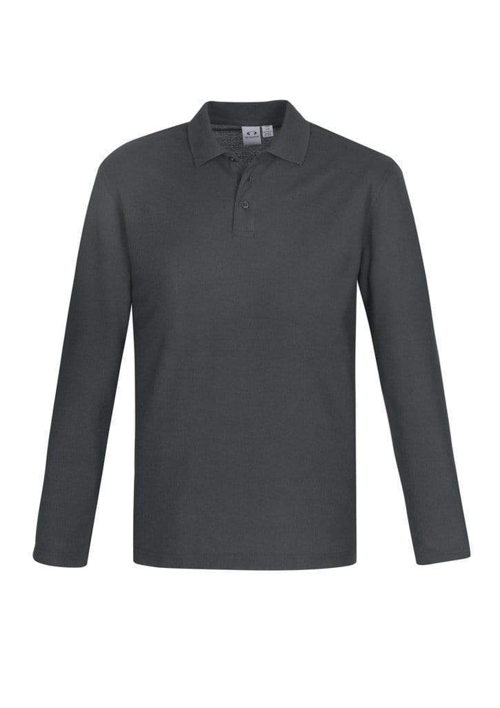 Biz Collection Crew Mens L/S Polo P400ML Casual Wear Biz Care Charcoal S 