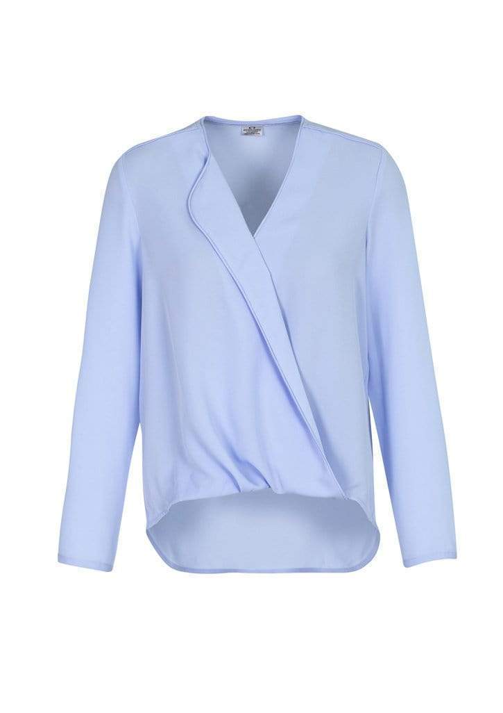 Biz Collection Lily Ladies Hi-Lo Blouse S014LL Corporate Wear Biz Care Ice Blue 6 