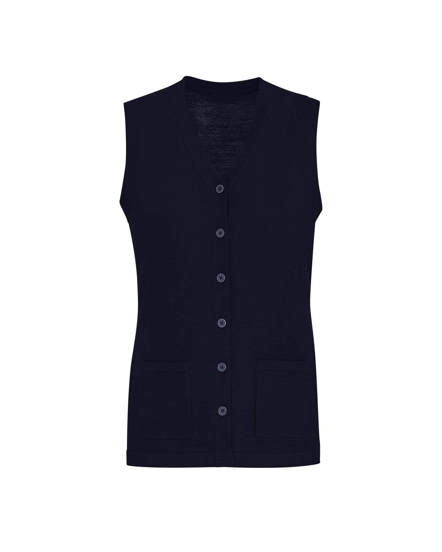 Biz Care Womens Button Front Knit Vest CK961LV Health & Beauty Biz Care Navy XXS 