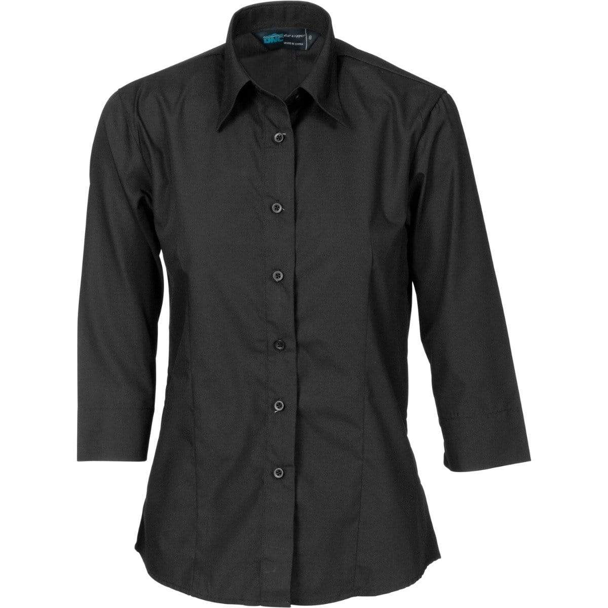 Dnc Workwear Ladies Polyester 3/4 Sleeve Cotton Shirt - 4203 Corporate Wear DNC Workwear Black 6 