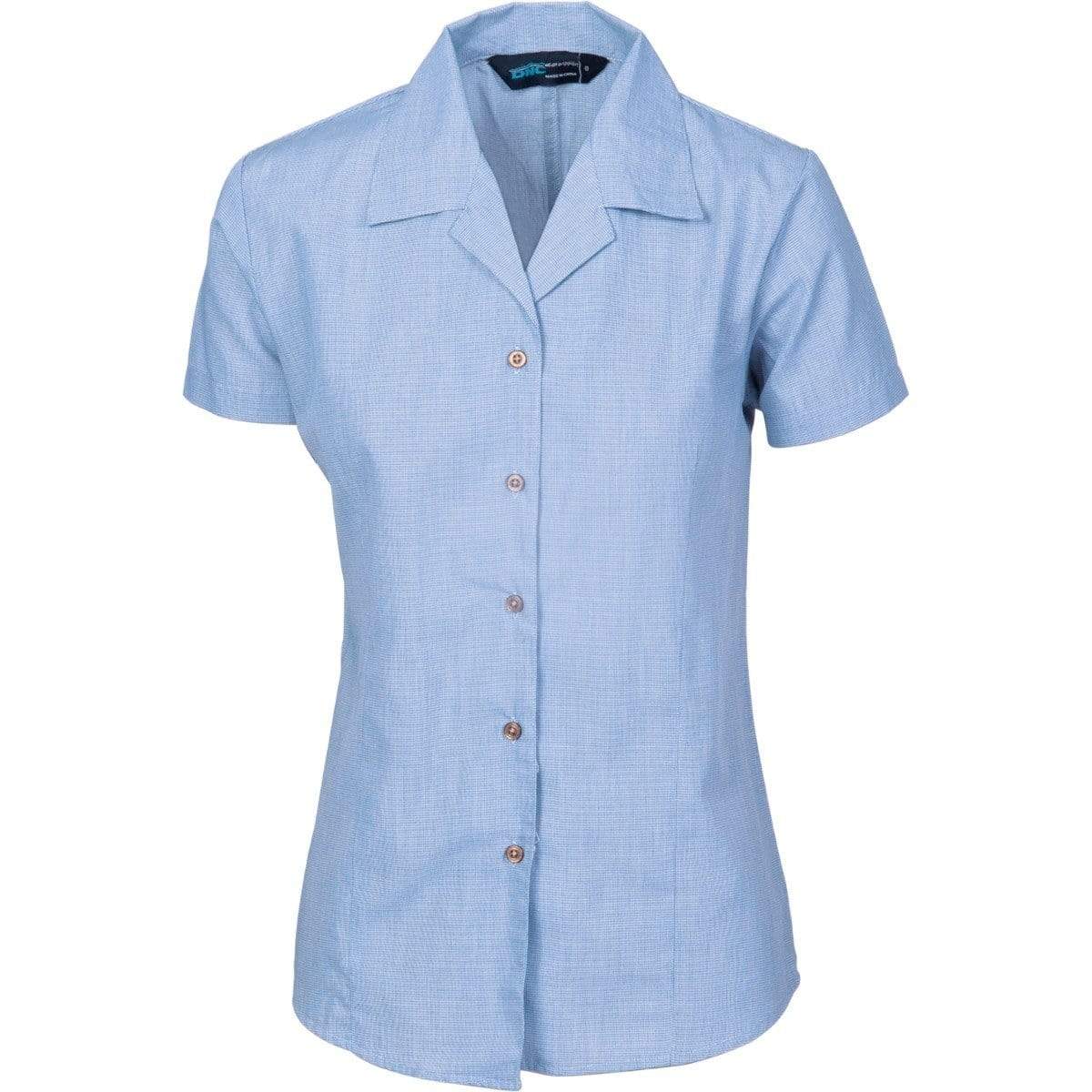 Dnc Workwear Ladies Revere Collar Mini (Check) Houndstooth Short Sleeve Business Shirt - 4255 Corporate Wear DNC Workwear Blue 6 