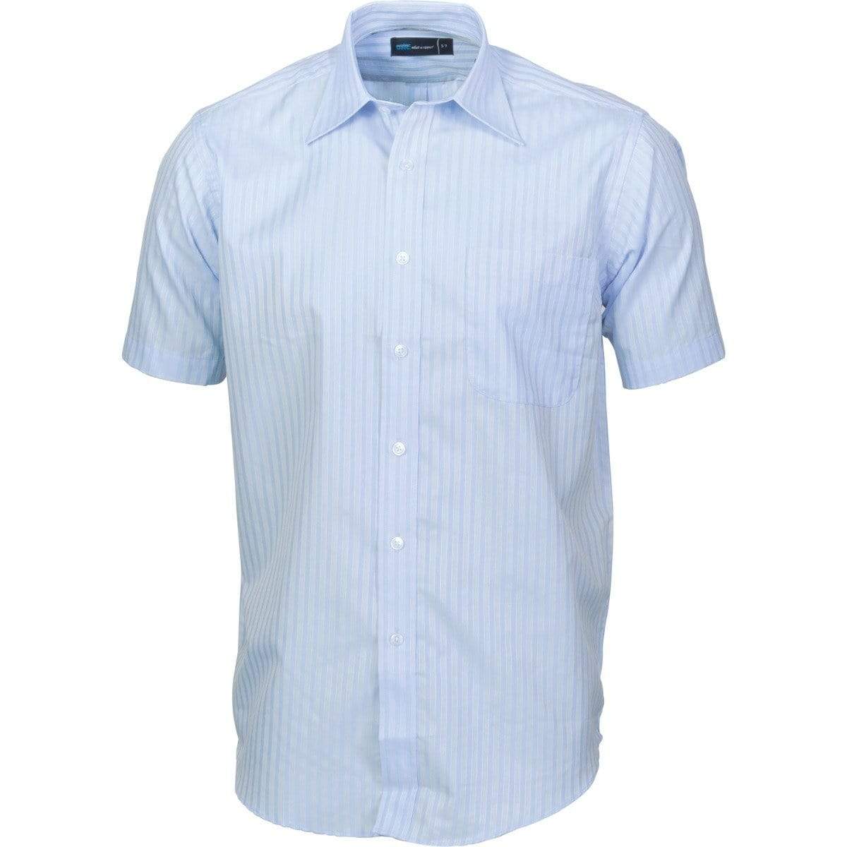 Dnc Workwear Men’s Tonal Stripe Short Sleeve Shirt - 4155 Corporate Wear DNC Workwear Light Blue 37 