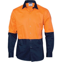 Dnc Workwear Hi-vis Cool Breeze Food Industry Long Sleeve Cotton Shirt - 3942 Hospitality & Chefwear DNC Workwear Orange/Navy XS 