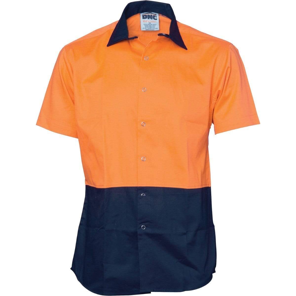 Dnc Workwear Hi-vis Cool Breeze Food Industry Short Sleeve Cotton Shirt - 3941 Hospitality & Chefwear DNC Workwear Orange/Navy XS 
