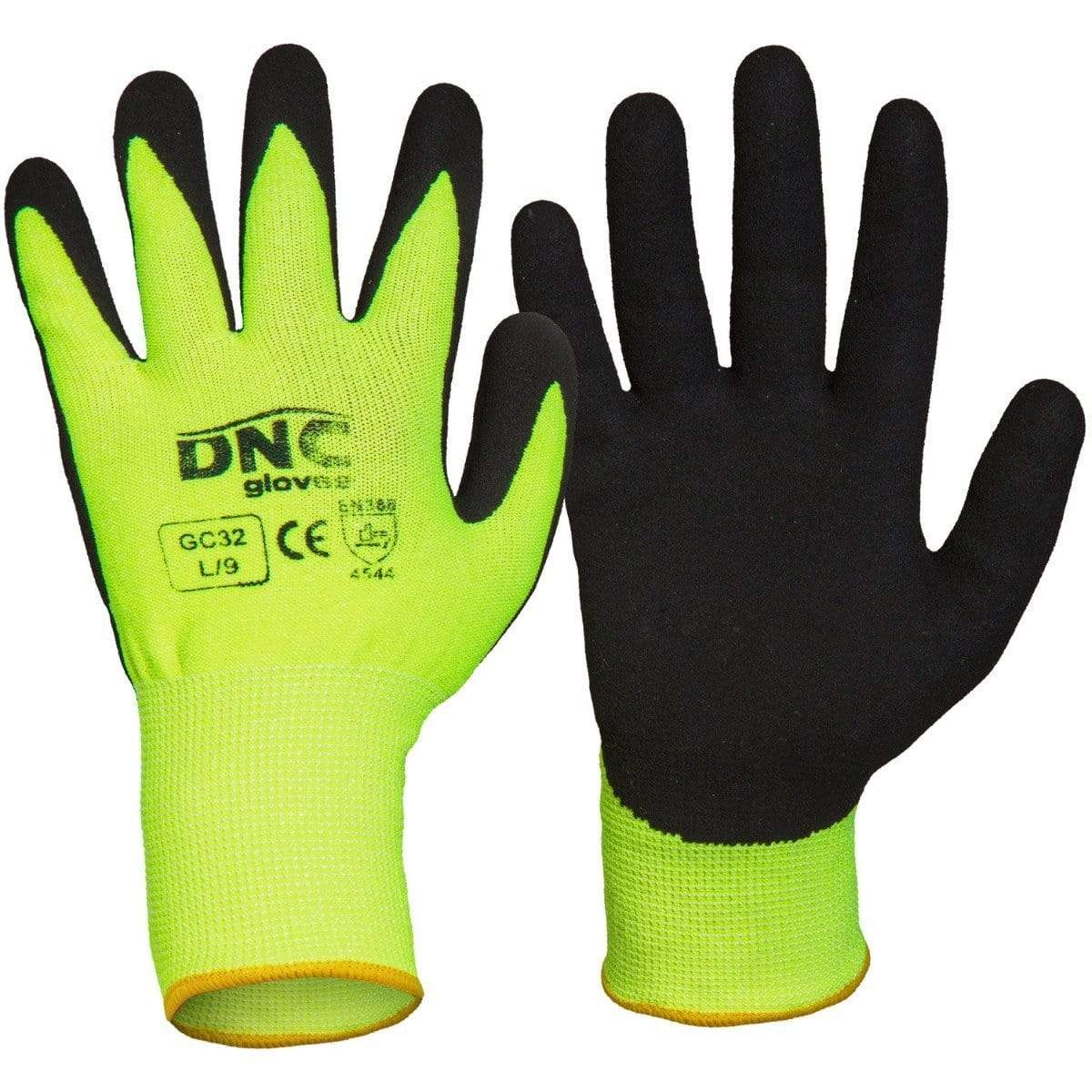 Dnc Workwear Hivis Cut5- Nitrile Sandy Shinish - GC32 PPE DNC Workwear Black/HiVis Yellow 2XL/11 