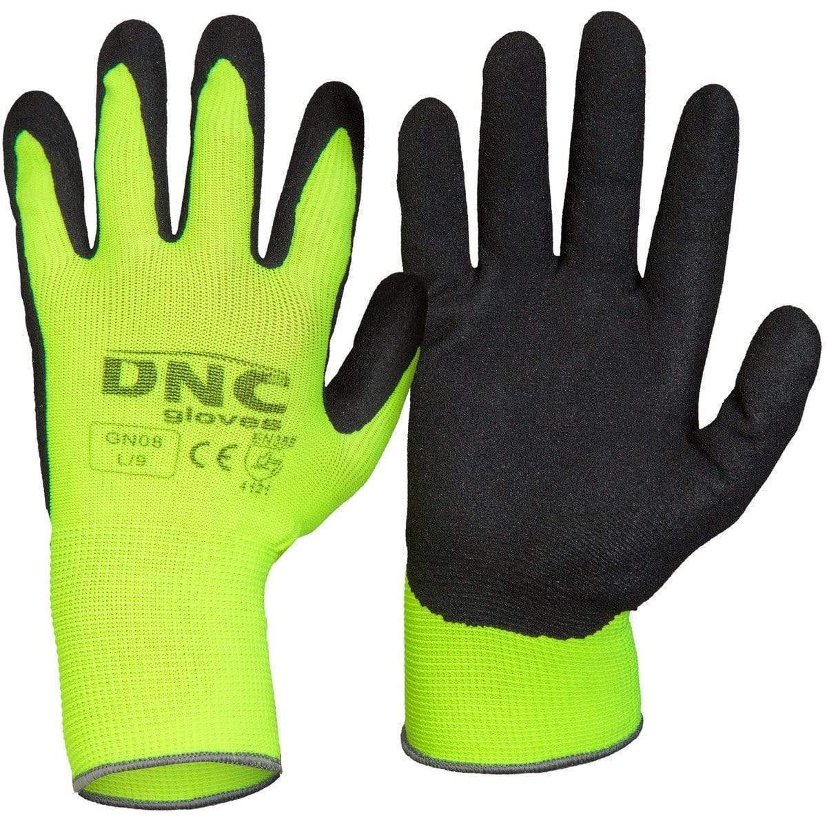 Dnc Workwear Nitrile Sandy Finish - GN08 PPE DNC Workwear Black/HiVis Yellow S/7 