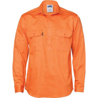 Dnc Workwear 190 Gsm Cotton Drill Closed Front Long Sleeve Work Shirt - 3204 Work Wear DNC Workwear Orange XL 