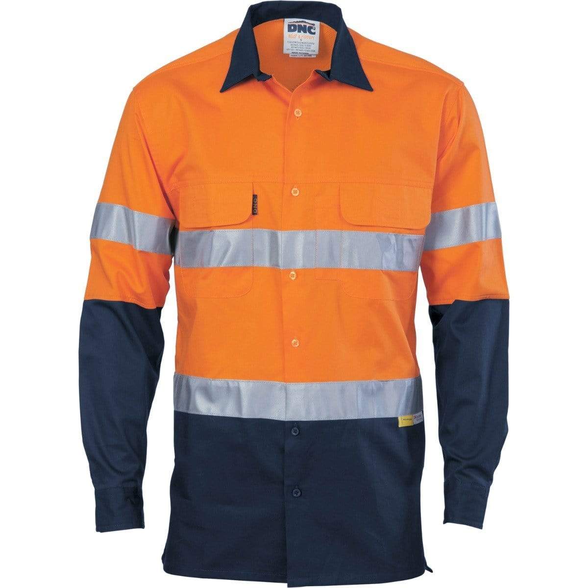 Dnc Workwear 2-tone 3 Way Cool Breeze Taped Long Sleeve Shirt - 3748 Work Wear DNC Workwear Orange/Navy XXS 