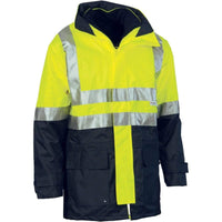 Dnc Workwear 4-in-1 Hi-vis Two-tone Breathable Jacket With Vest And 3m Reflective Tape - 3864 Work Wear DNC Workwear Yellow/Navy S 