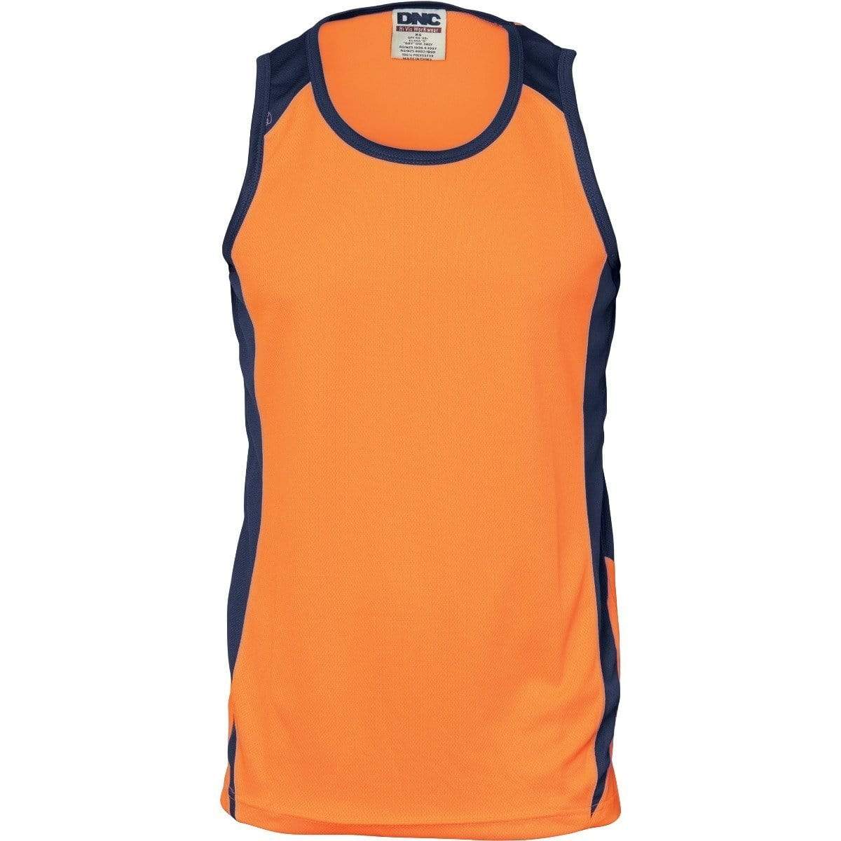 Dnc Workwear Cool Breathe Action Singlet - 3842 Work Wear DNC Workwear Orange/Navy XS 