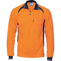 Dnc Workwear Cool-breeze Contrast Mesh Long Sleeve Polo - 3902 Work Wear DNC Workwear Orange/Navy XS 