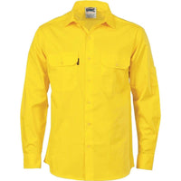 Dnc Workwear Cool-breeze Cotton Long Sleeve Work Shirt - 3208 Work Wear DNC Workwear Yellow S 