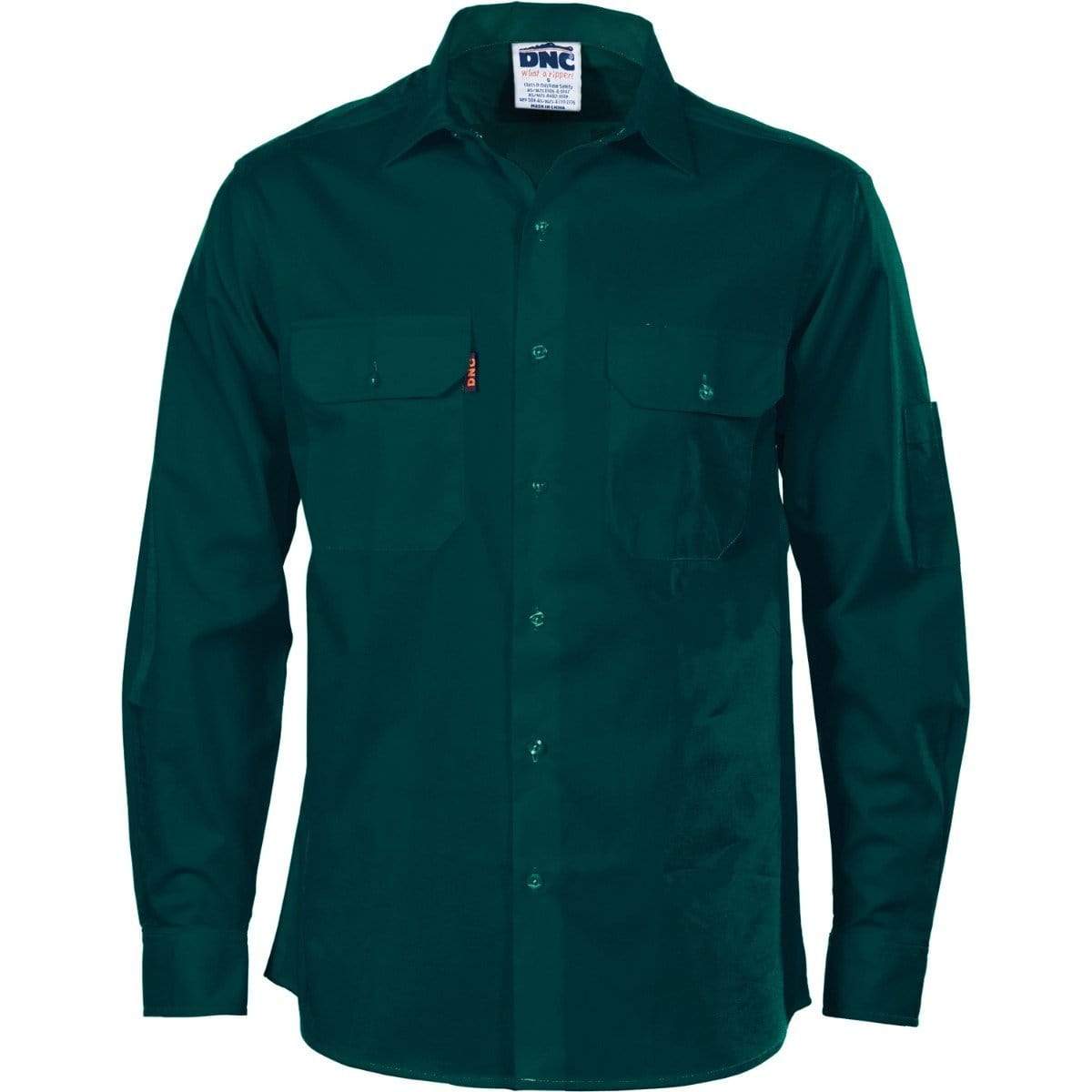 Dnc Workwear Cool-breeze Cotton Long Sleeve Work Shirt - 3208 Work Wear DNC Workwear Green S 