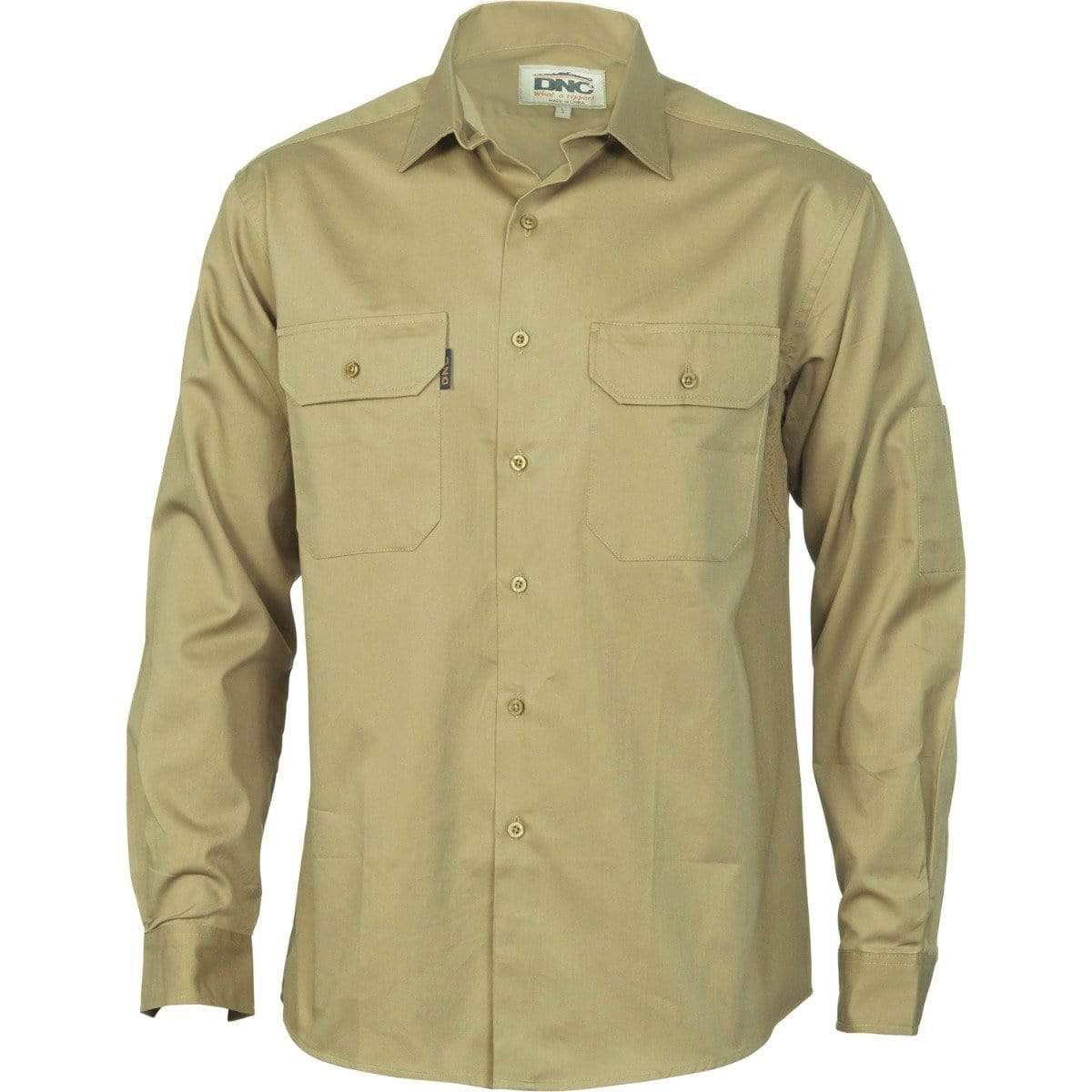 Dnc Workwear Cool-breeze Cotton Long Sleeve Work Shirt - 3208 Work Wear DNC Workwear Khaki S 