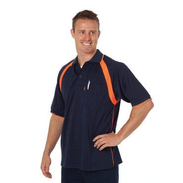 Dnc Workwear Coolbreathe Short Sleeve Contrast Polo - 5216 Work Wear DNC Workwear Navy/Orange XS 