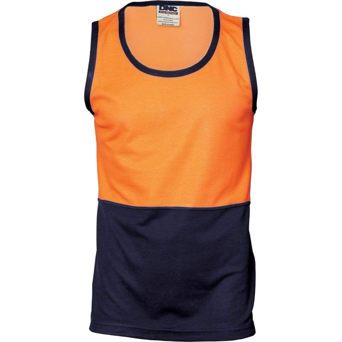 Dnc Workwear Cotton Back Two-tone Singlet -  3841 Work Wear DNC Workwear Orange/Navy XS 